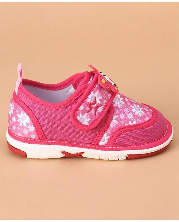 Cute Walk by Babyhug Casual Shoes With Velcro Closure Butterfly Patch- Fuchsia