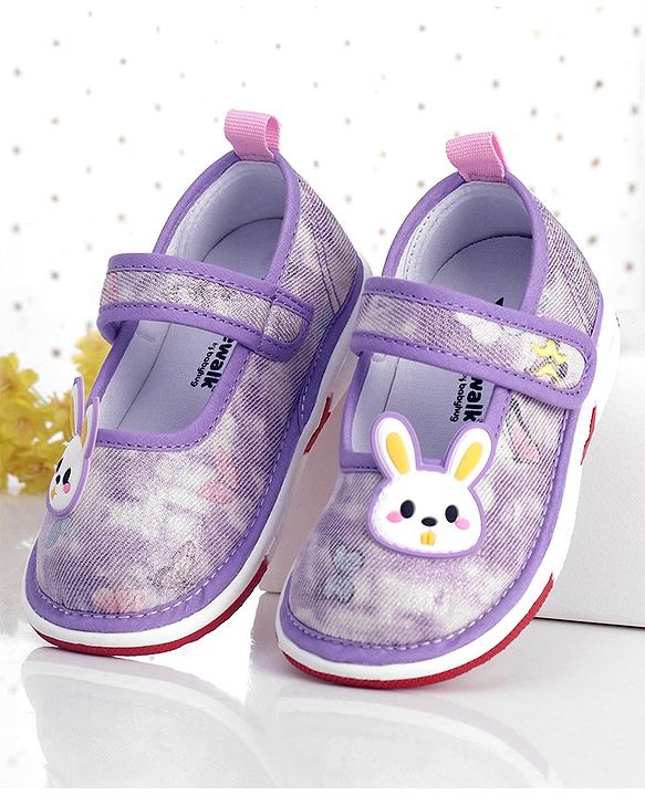 Cute Walk by Babyhug Casual Shoes With Velcro Closure & Rabbit Applique - Purple