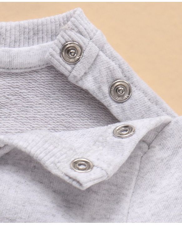 Babyhug Full Sleeves Cotton Sweatshirt With Graphics Love Embroidery- Grey