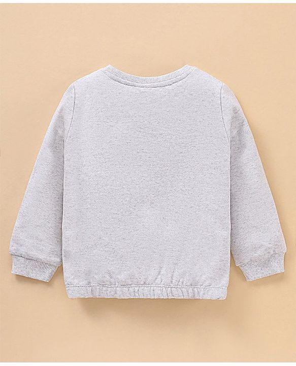 Babyhug Full Sleeves Cotton Sweatshirt With Graphics Love Embroidery- Grey