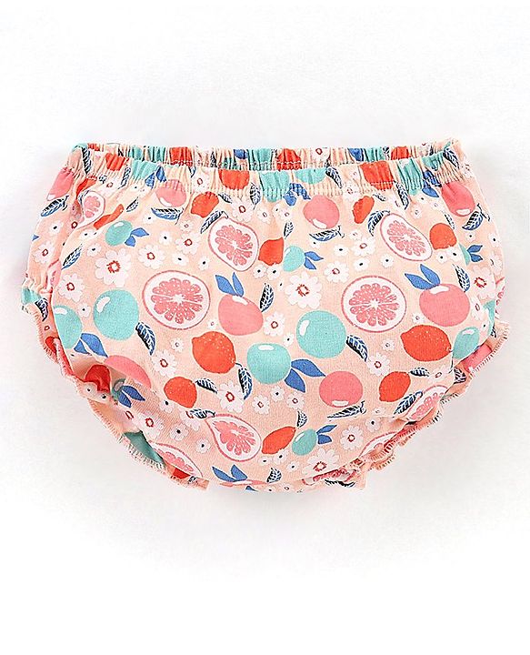 Babyhug 100%Cotton Cap Sleeves Frock With Bloomer Fruits Print - Light Pink