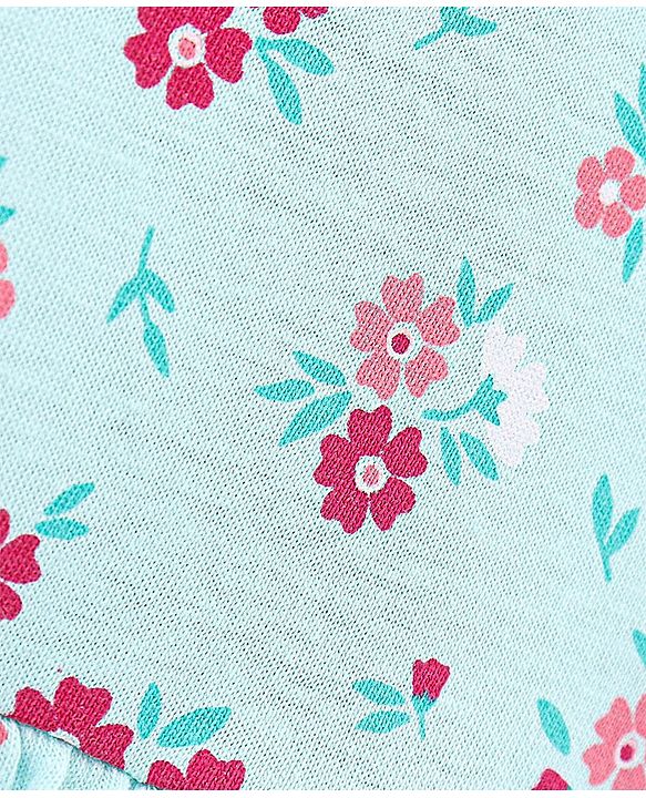 Babyhug 100% Cotton Knit Sleeveless Frock Floral Print - Blue