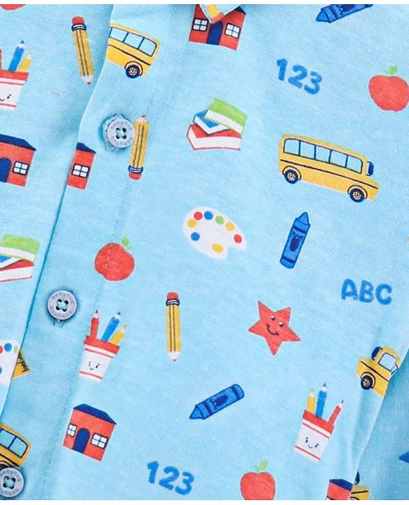 Babyhug Cotton Knit Full Sleeve Star Print Shirt - Blue