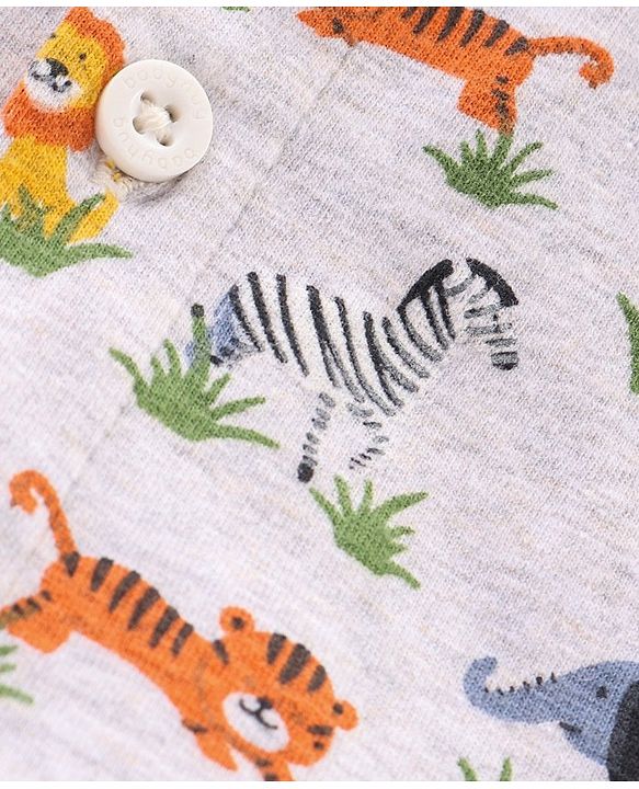 Babyhug Cotton Knit Full Sleeves Shirt Animal Print - White