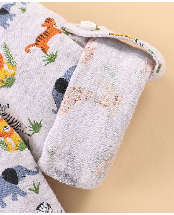 Babyhug Cotton Knit Full Sleeves Shirt Animal Print - White