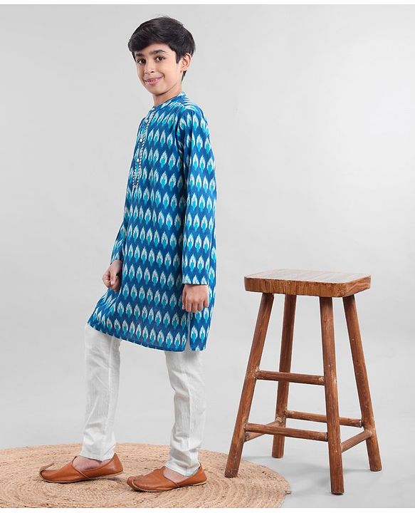 Pine Kids Full Sleeves Kurta Pajama Set - Blue