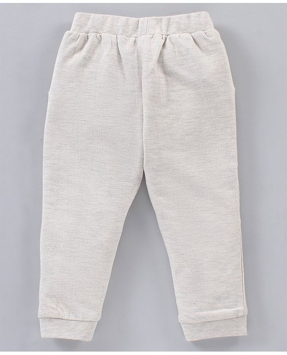 Babyhug Full Sleeves Hooded Sweatshirt & Lounge Pant Lion Applique - Orange Light Grey