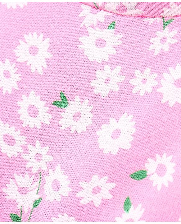 Babyhug 100% Cotton Short Sleeves Frock Floral Print - Pink