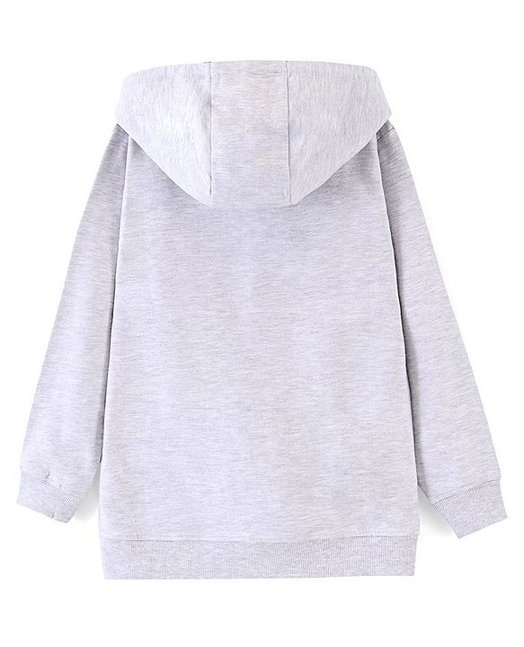 Pine Kids Cotton Blend Knit Full Sleeves Bear Printed Hooded Sweatshirt - Grey