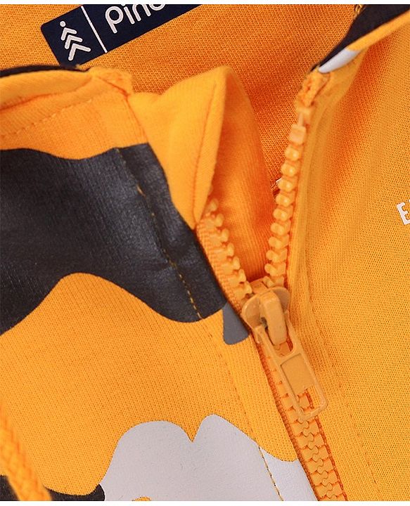 Pine Kids Full Sleeves Biowashed Hooded Sweatshirt Camo Print- Orange