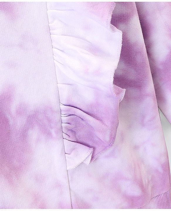 Pine Kids Full Sleeves Biowashed Sweatshirt Tie & Dye Print- Purple