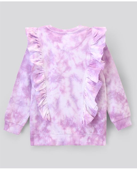 Pine Kids Full Sleeves Biowashed Sweatshirt Tie & Dye Print- Purple