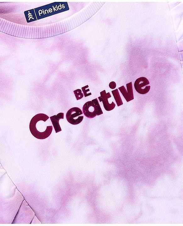 Pine Kids Full Sleeves Biowashed Sweatshirt Tie & Dye Print- Purple