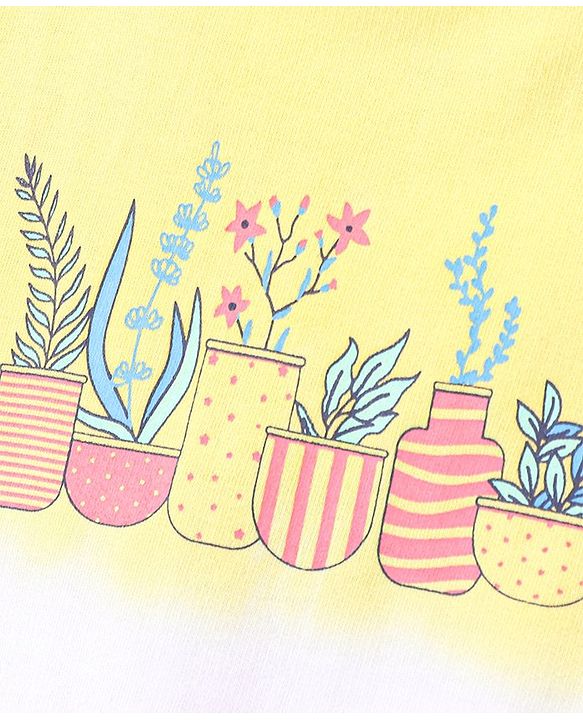 Pine Kids Cotton Knit Full Sleeves Bio Washed Sweatshirt Plants Print - Multicolour