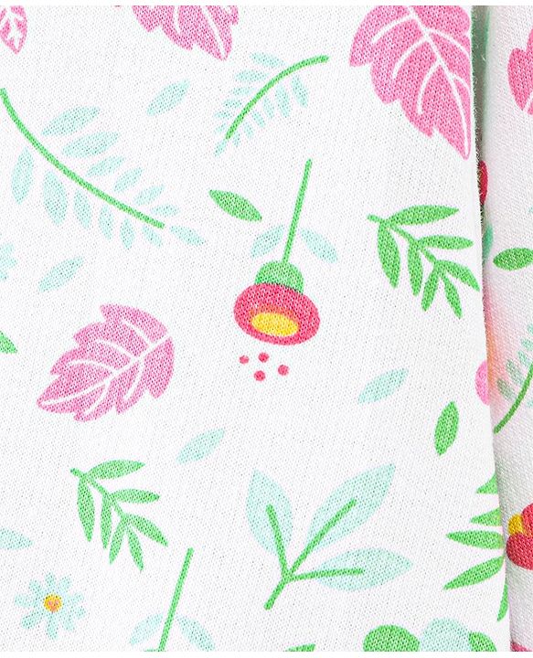 Pine Kids Cotton Knit Full Sleeves Bio Washed Sweatshirt Floral Print - Snow White
