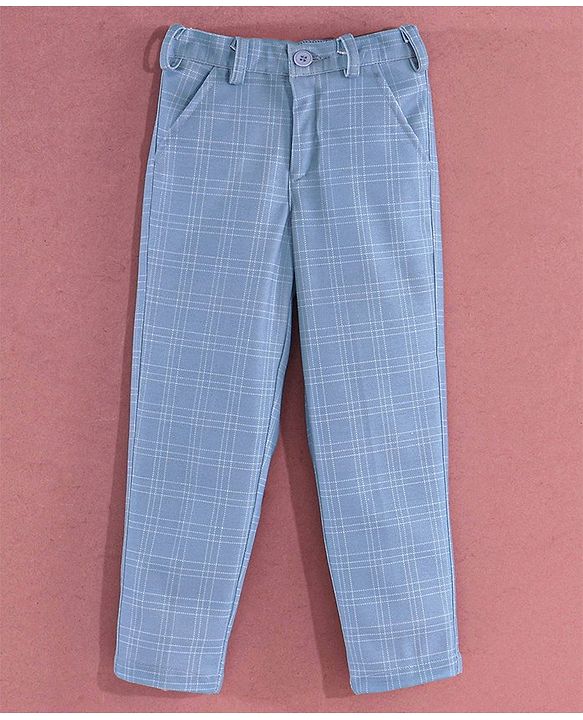 Babyhug Full Sleeves Checked Party Suit - Blue