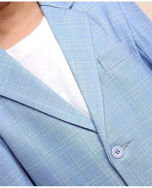 Babyhug Full Sleeves Checked Party Suit - Blue