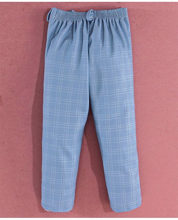 Babyhug Full Sleeves Checked Party Suit - Blue