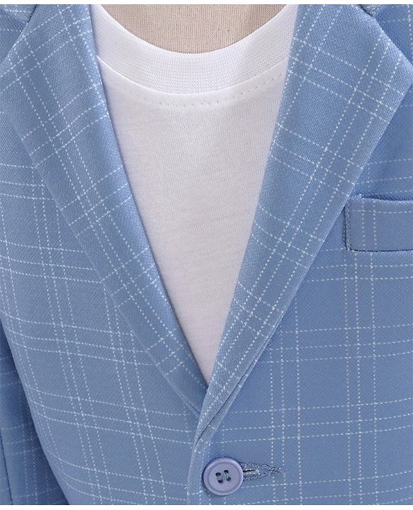 Babyhug Full Sleeves Checked Party Suit - Blue