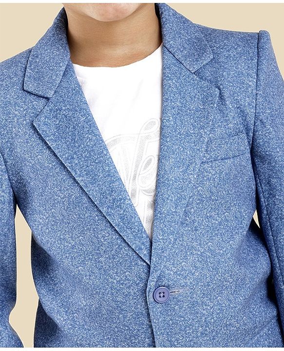 Babyhug Full Sleeves Party Suit with Solid - Blue