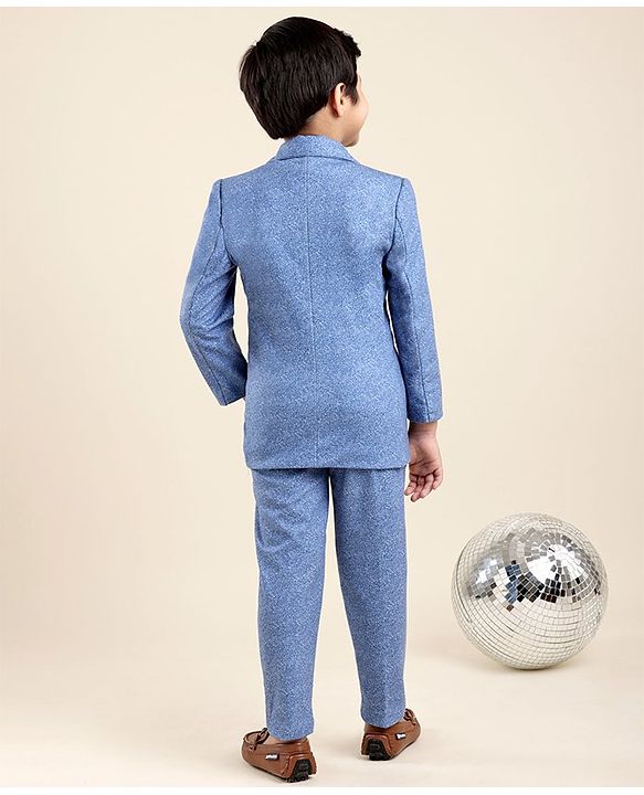 Babyhug Full Sleeves Party Suit with Solid - Blue