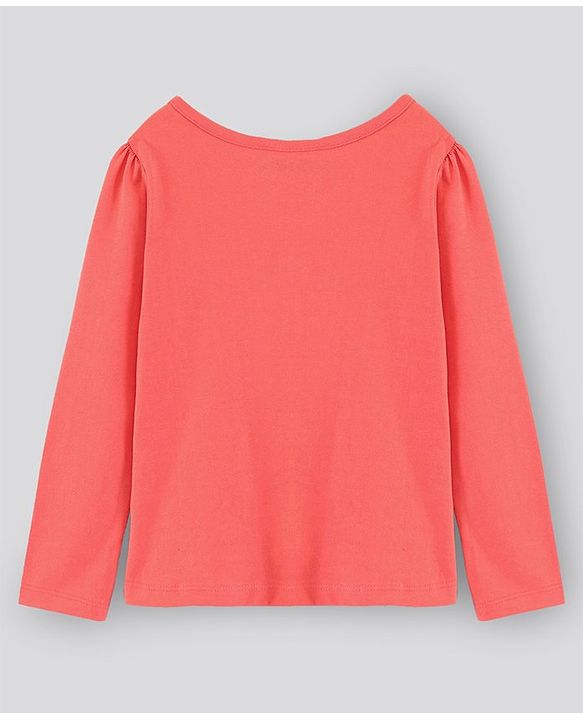 Pine Kids Bio Washed Full Sleeves T-Shirt Floral Print - Hot Coral