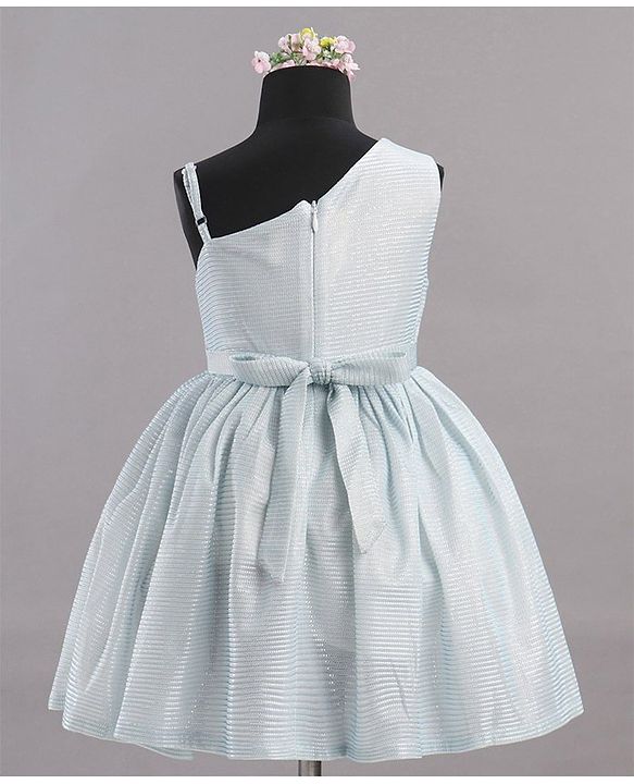 Babyhug Party Wear Sleeveless Frock Floral Appliques - Light Blue