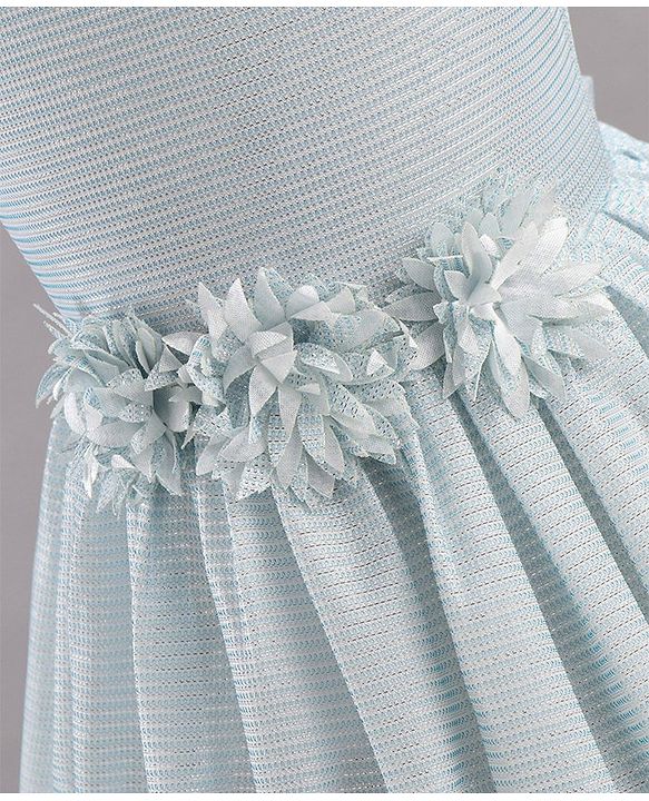 Babyhug Party Wear Sleeveless Frock Floral Appliques - Light Blue