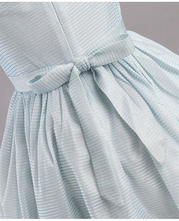 Babyhug Party Wear Sleeveless Frock Floral Appliques - Light Blue