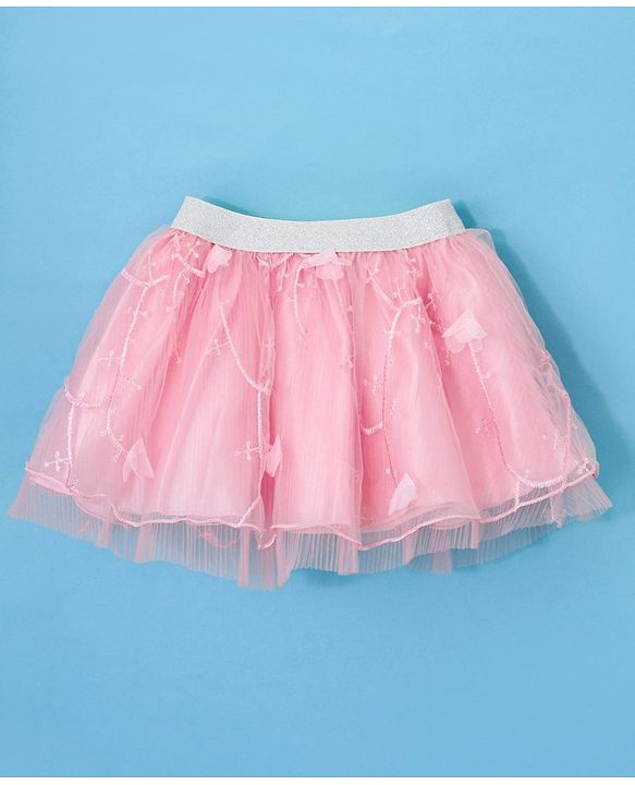 Babyhug Woven Embellished Party Skirt - Pink