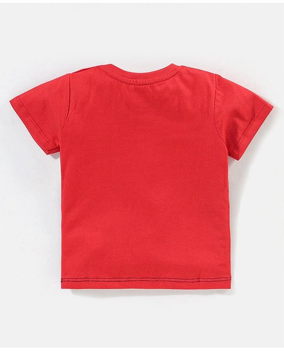 Babyhug Cotton Half Sleeves T-Shirts Awesome  Micky Mouse Print - Red & Navy Blue