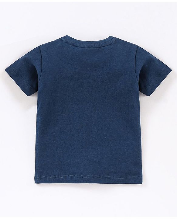 Babyhug Cotton Half Sleeves Beaver Print T-Shirt - Blue