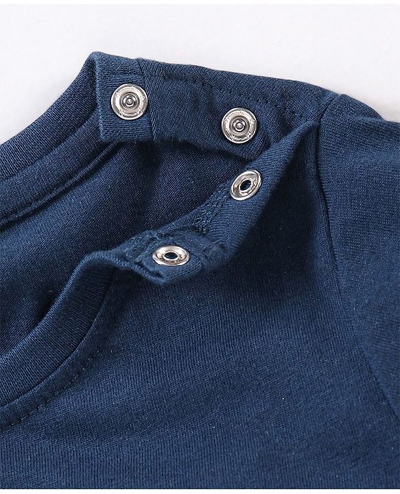 Babyhug Cotton Half Sleeves Beaver Print T-Shirt - Blue