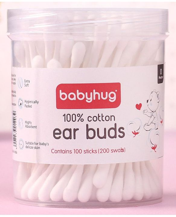 Babyhug Paper Stick Cotton Buds - 100 Pieces (Product Packaging May Vary)