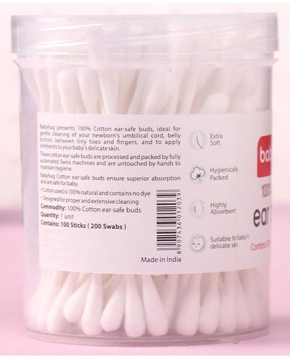 Babyhug Paper Stick Cotton Buds - 100 Pieces (Product Packaging May Vary)