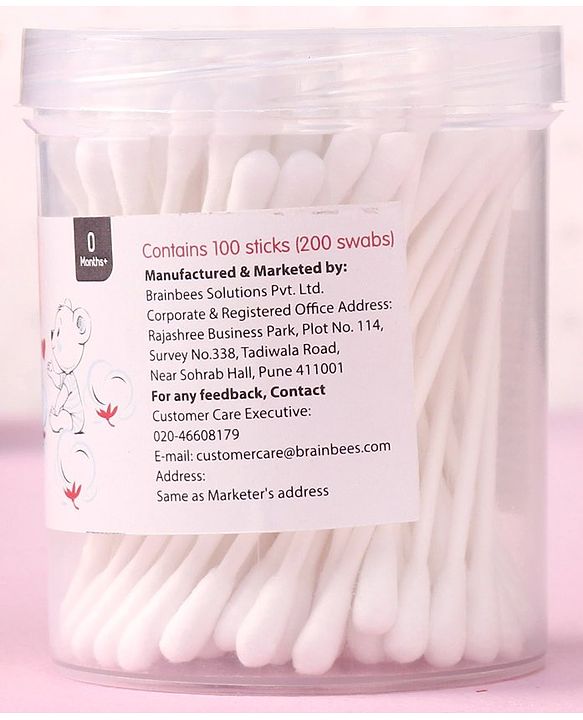Babyhug Paper Stick Cotton Buds - 100 Pieces (Product Packaging May Vary)