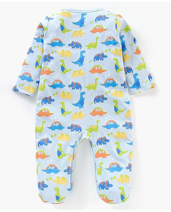 Babyhug Cotton Full Sleeves Sleep Suit Dino Print- Blue