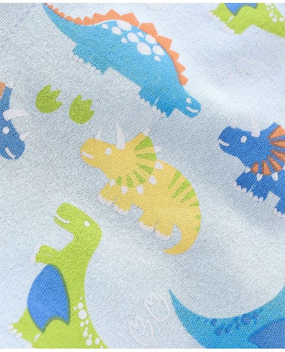 Babyhug Cotton Full Sleeves Sleep Suit Dino Print- Blue