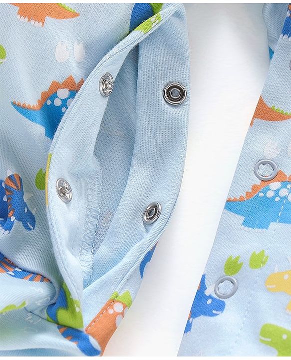 Babyhug Cotton Full Sleeves Sleep Suit Dino Print- Blue