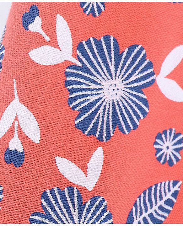 Pine Kids Full Length Stretchable & Biowashed Cotton Leggings Solid & Floral Print Pack Of 2 - Blue Pink