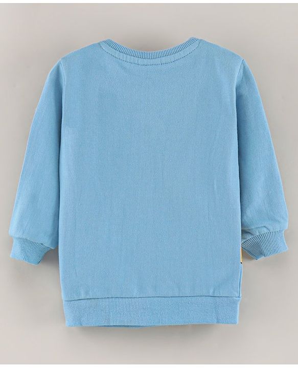 Babyhug Full Sleeves Cotton Knit Sweatshirt with MICKEY Mouse Print - Blue