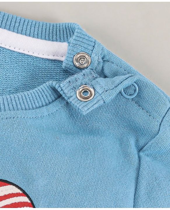 Babyhug Full Sleeves Cotton Knit Sweatshirt with MICKEY Mouse Print - Blue