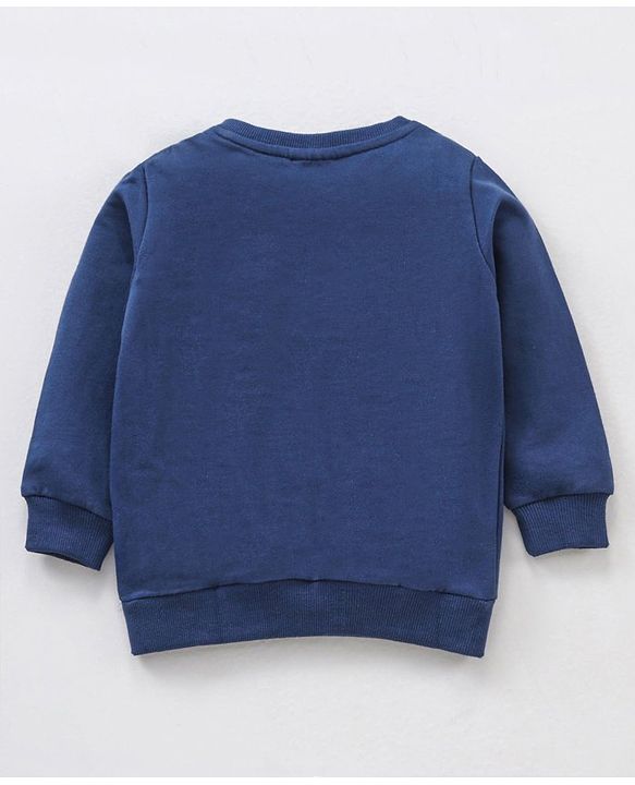 Babyhug Cotton Knit Full Sleeves MICKEY MOUSE print Sweatshirt with Applique- Navy