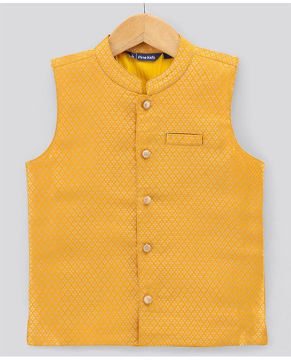 Pine Kids Full Sleeves Kurta Pyjama Set with Nehru Jacket - Radiance Blue