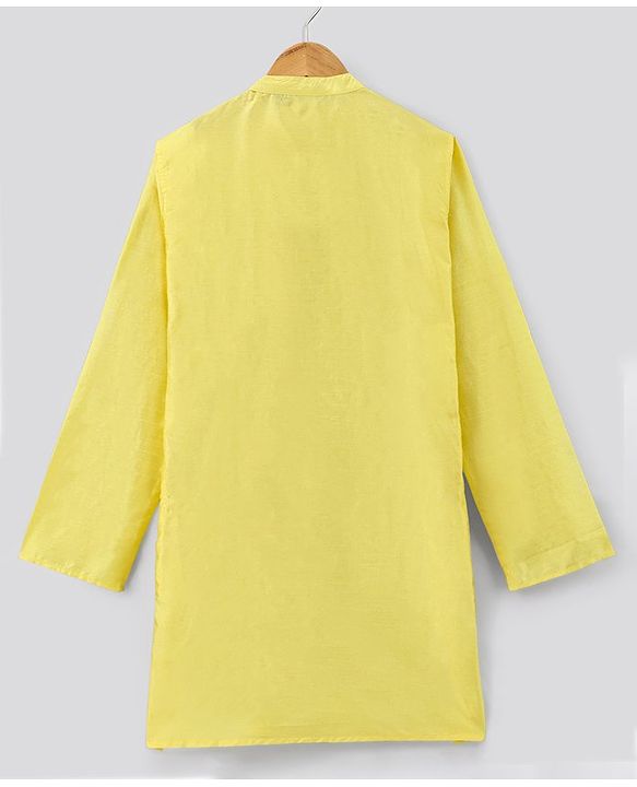 Pine Kids Full Sleeves Kurta Pyjama Set with Embroidered Bandi - Yellow