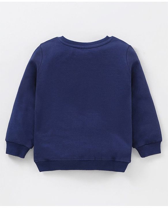 Babyhug Cotton Knit Full Sleeves MINNIE MOUSE Sweatshirt with High Density Holographic Foil Print- Navy