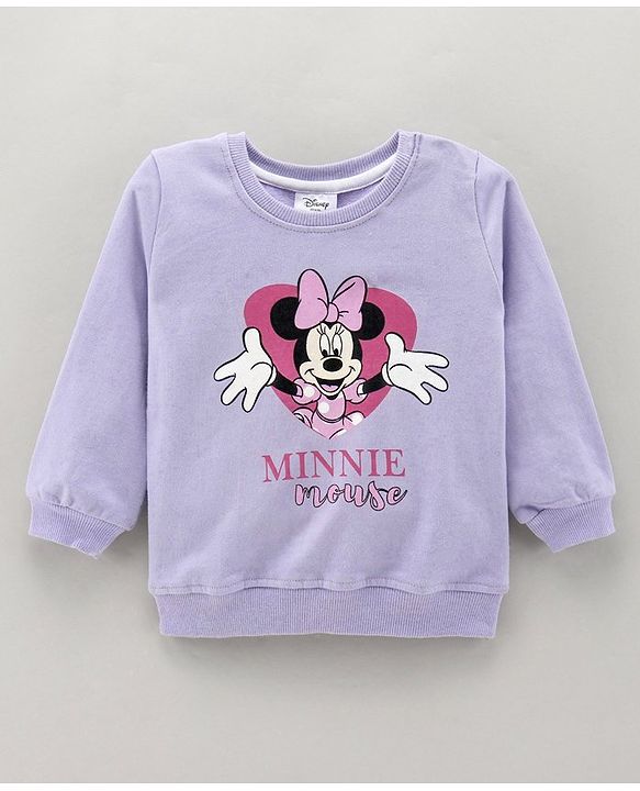 Babyhug Cotton Knit Full Sleeves Mini Mouse Printed Sweatshirt - Purple