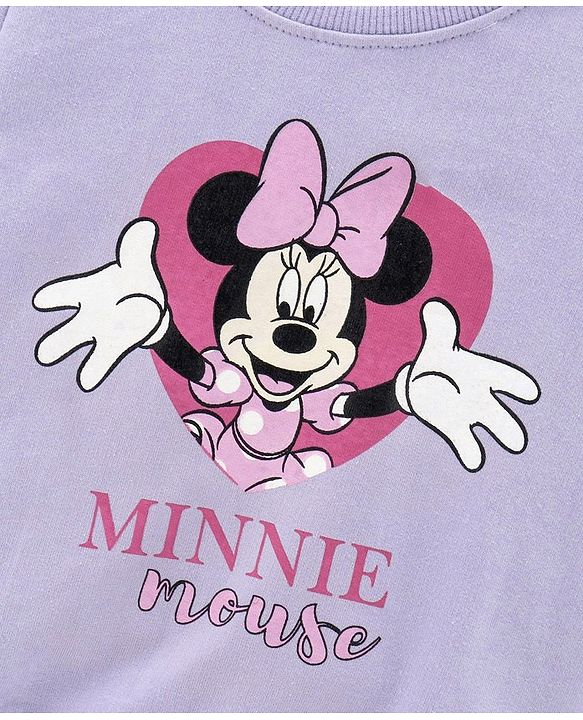 Babyhug Cotton Knit Full Sleeves Mini Mouse Printed Sweatshirt - Purple