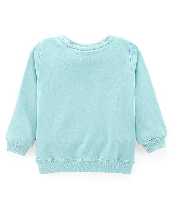 Babyhug Cotton Knit Full Sleeves Mini Mouse & Daisy Duck Sweatshirt with Glitter detailing- Sky Blue