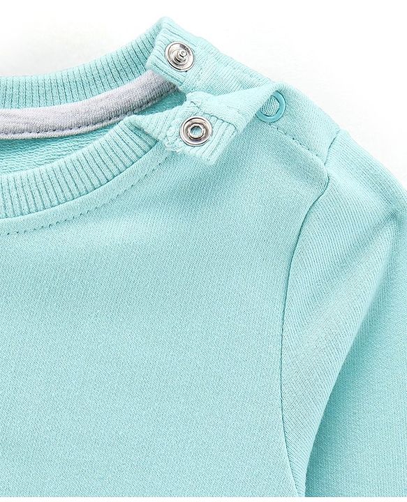 Babyhug Cotton Knit Full Sleeves Mini Mouse & Daisy Duck Sweatshirt with Glitter detailing- Sky Blue